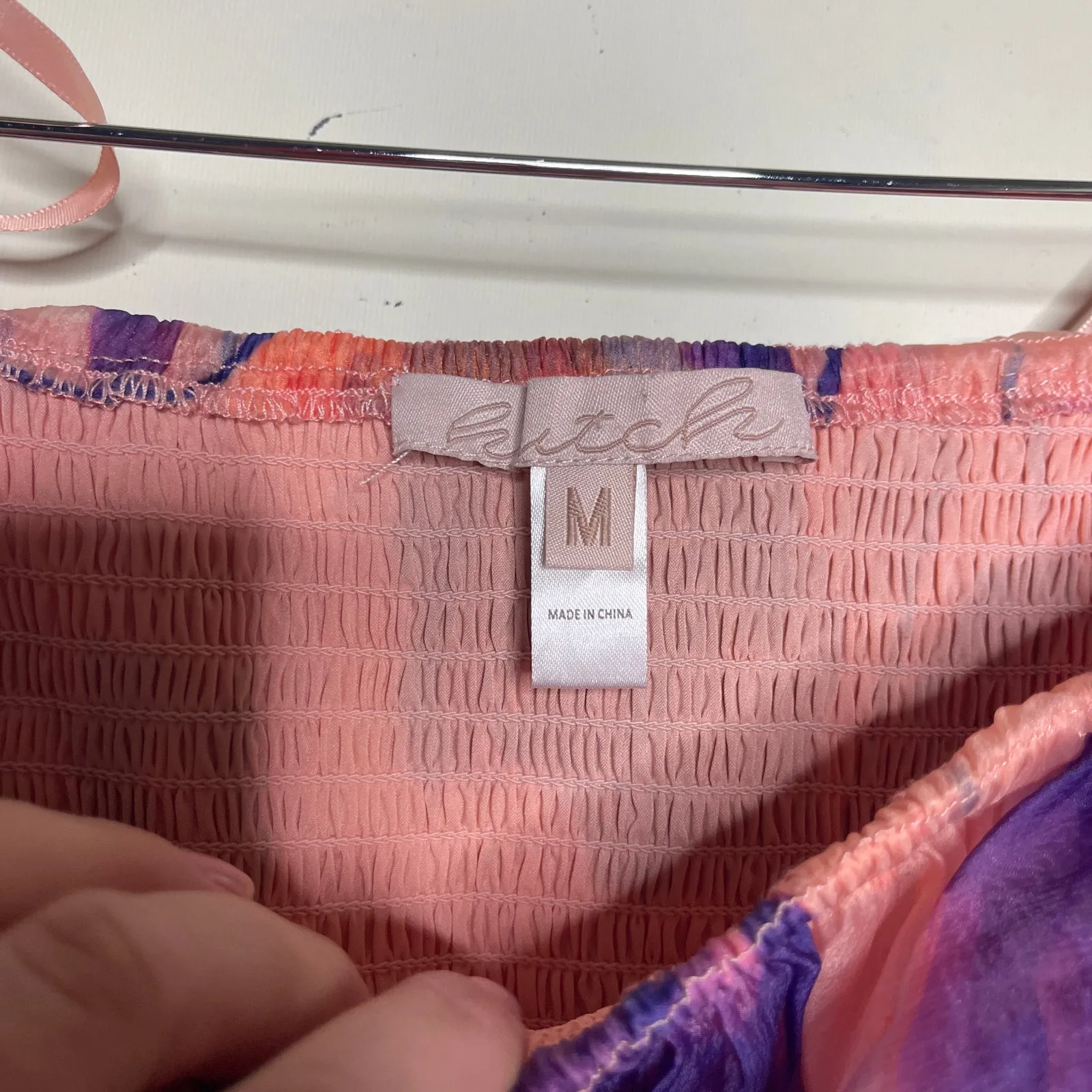 Hutch Ora Orange Floral smoked Top ballon long sleeves sz M - Image 3