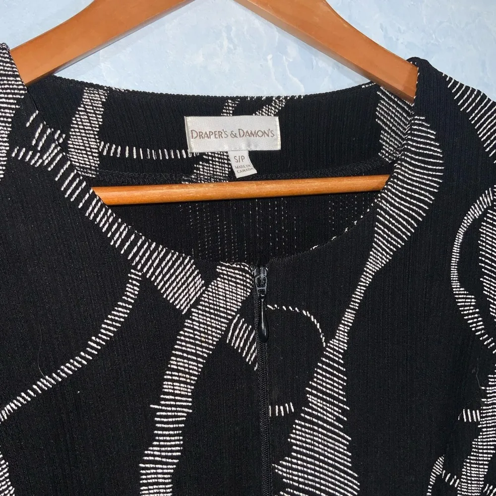 Drapers & Damons Black Tan Print Stretch Knit 3/4 Sleeve Office Casual Jacket SP - Image 5