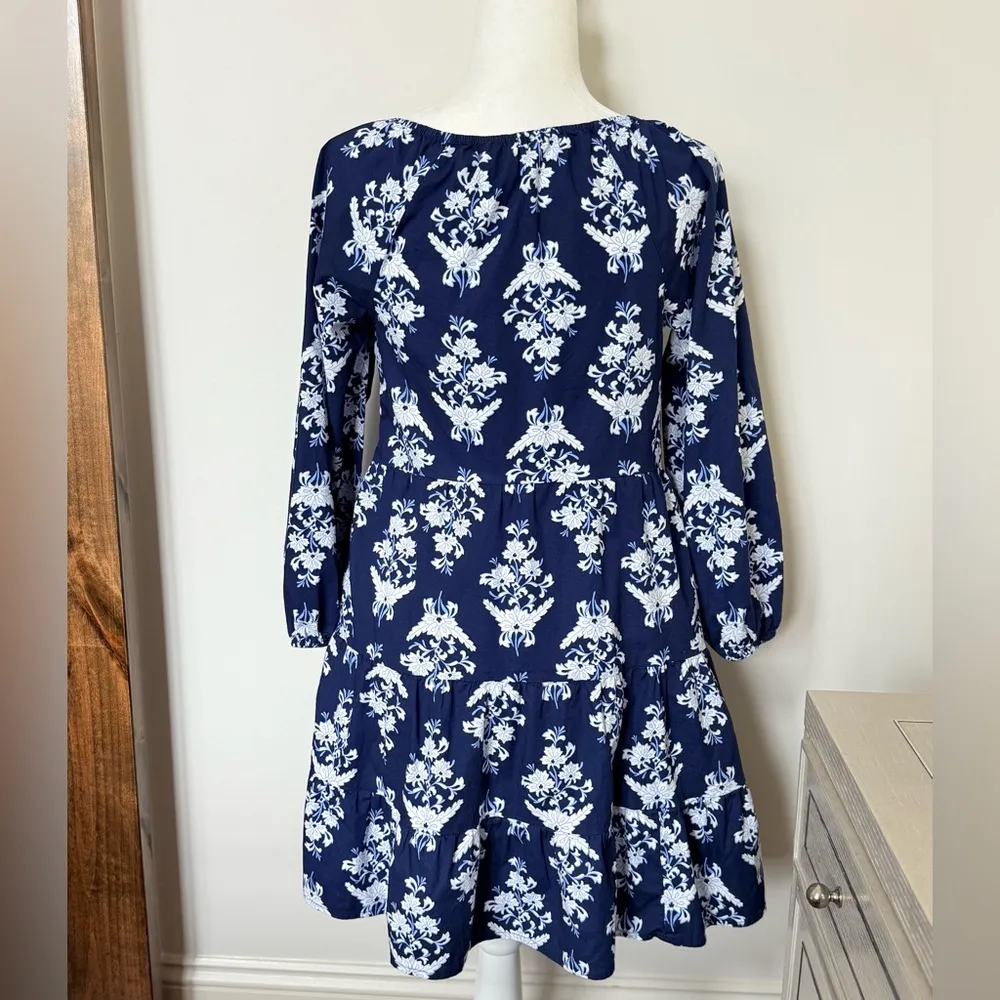 J Crew Floral Cotton Poplin Raglan Tiered Dress Size XXS - Image 5