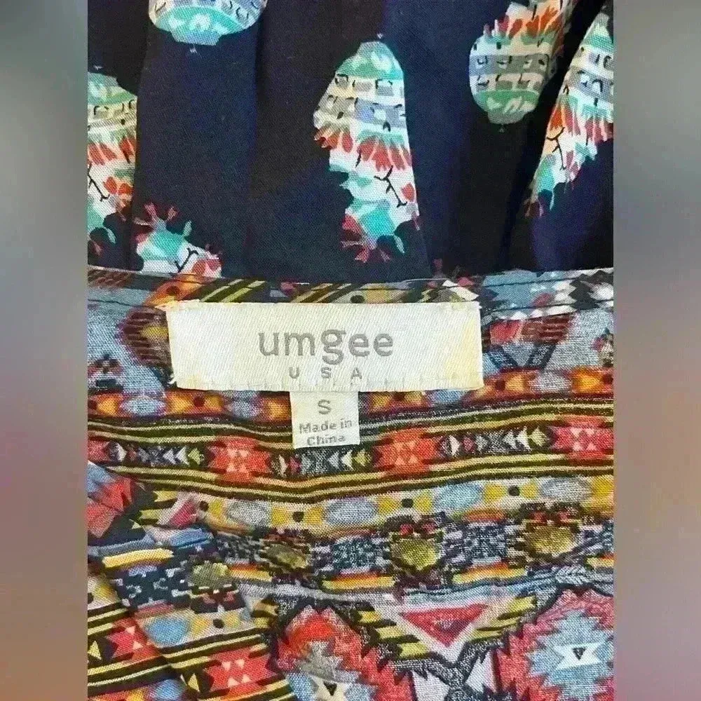 Umgee Southwestern Print Tunic Dress Small Aztec Navajo Boho Fall‎ Lightweight - Image 11