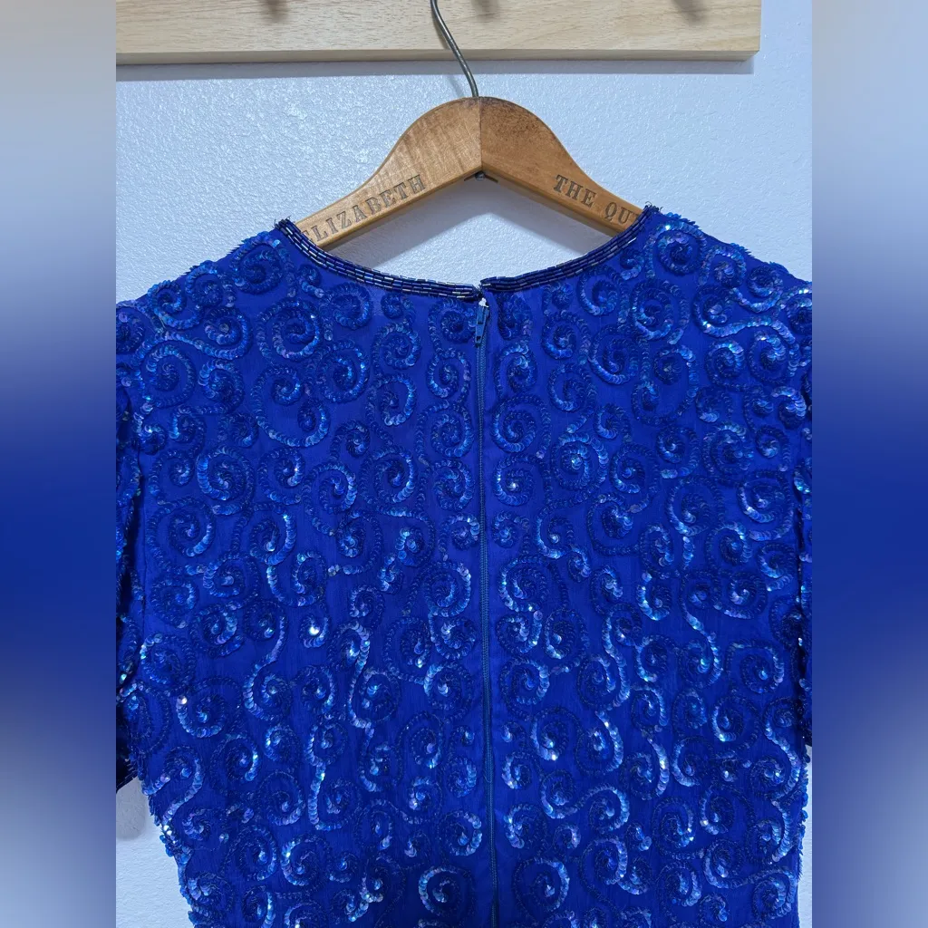 Dazzling Blue Sequin Mini Dress - Image 7