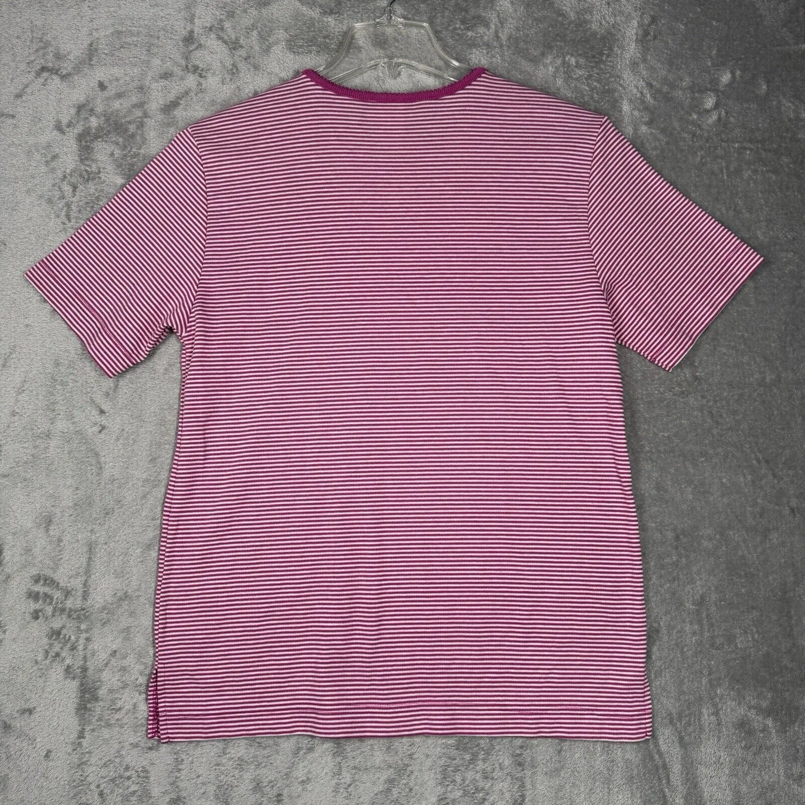 Jantzen Shirt Womens Large Pink White‎ Striped Floral Embroidered Tee Vintage - Image 3