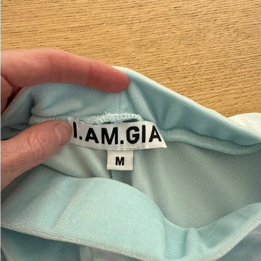 I.AM.GIA - Daria Velour & Rhinestone Track Pants in Blue - Image 3