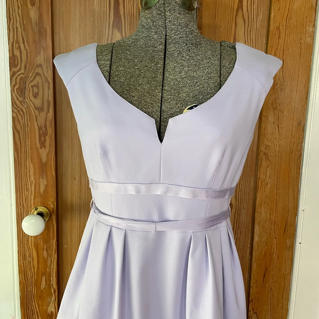 Nanette Lepore Lavender Feminine Romantic Fit & Flare Dress Ribbon Waistband~4 - Image 3