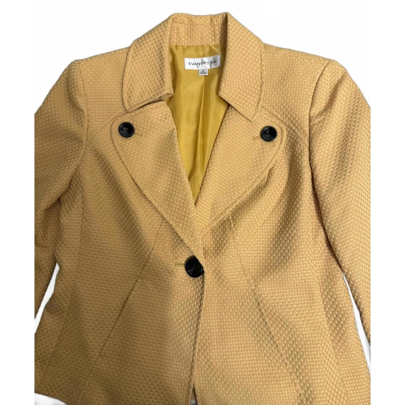 Evan Picone Women's Blazer Jacket Size 10 Medium Sunflower Yellow Polyester - Image 3