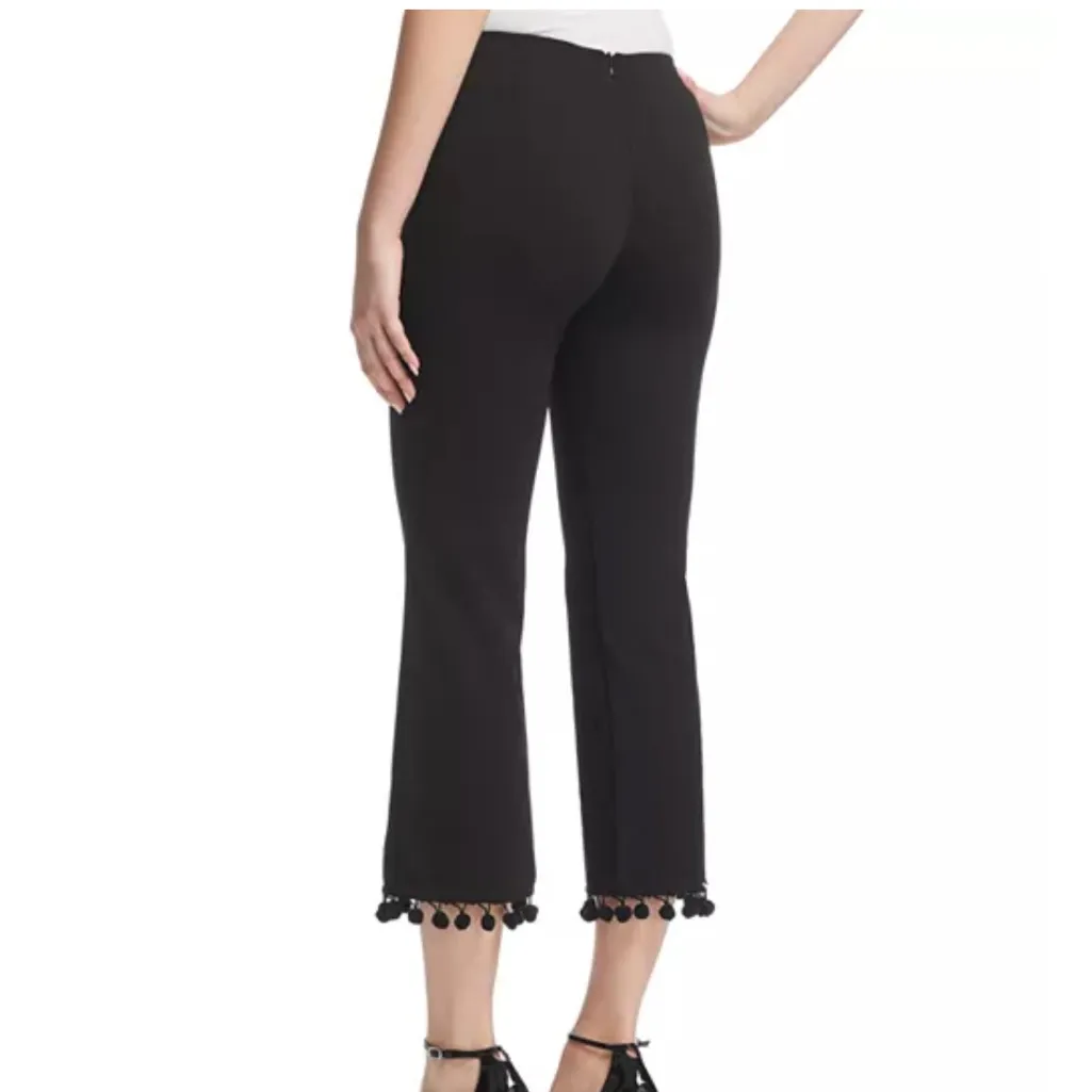 Aqua Black Crop Pants with Pom-Pom Trim | Size Small - Image 10