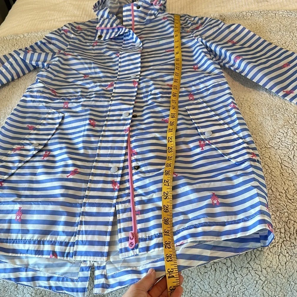 Joules Women's 6 Longline Rain Jacket Blue Stripe Lobster Print Preppy Nautical - Image 13