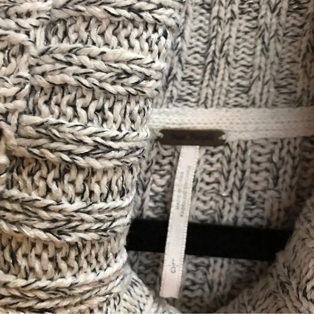 Free People Marled Ivory Combo Twisted Cable Cropped TNeck Sweater OB465415 L - Image 7