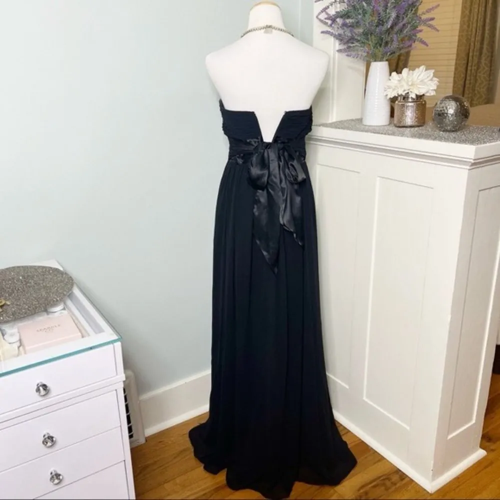 Bill Levkoff Black Bridesmaid Dress Long Formal Gown Strapless Chiffon - Image 5