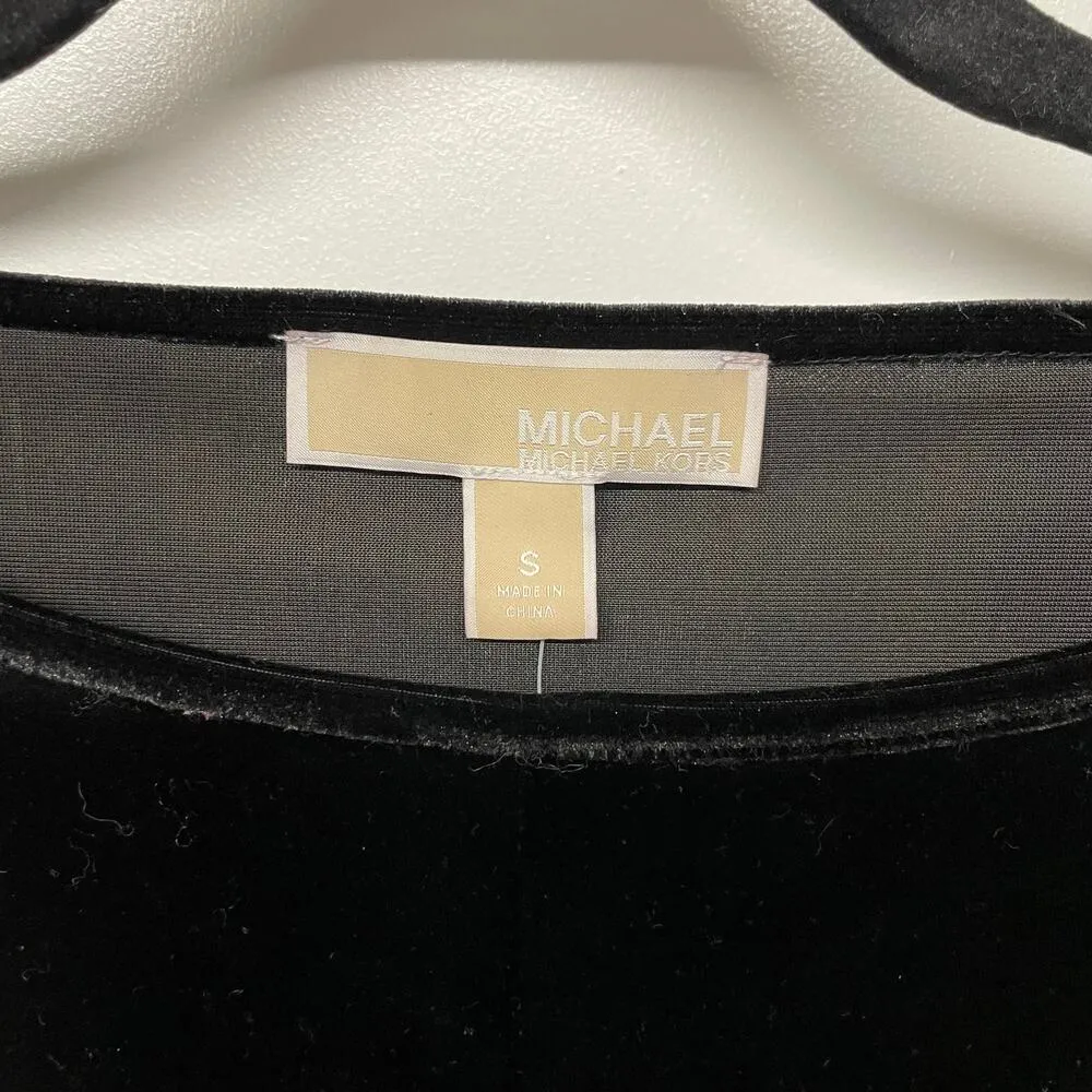 Michael Kors Black Velvet Jersey Twist Front Womenes Size Small Holiday - Image 10