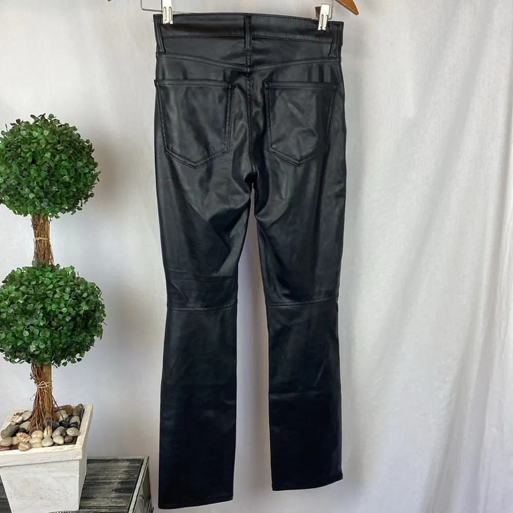Gap Black Faux Leather Straight Leg Vintage Slim High Rise Trouser Pants 25 - Image 2