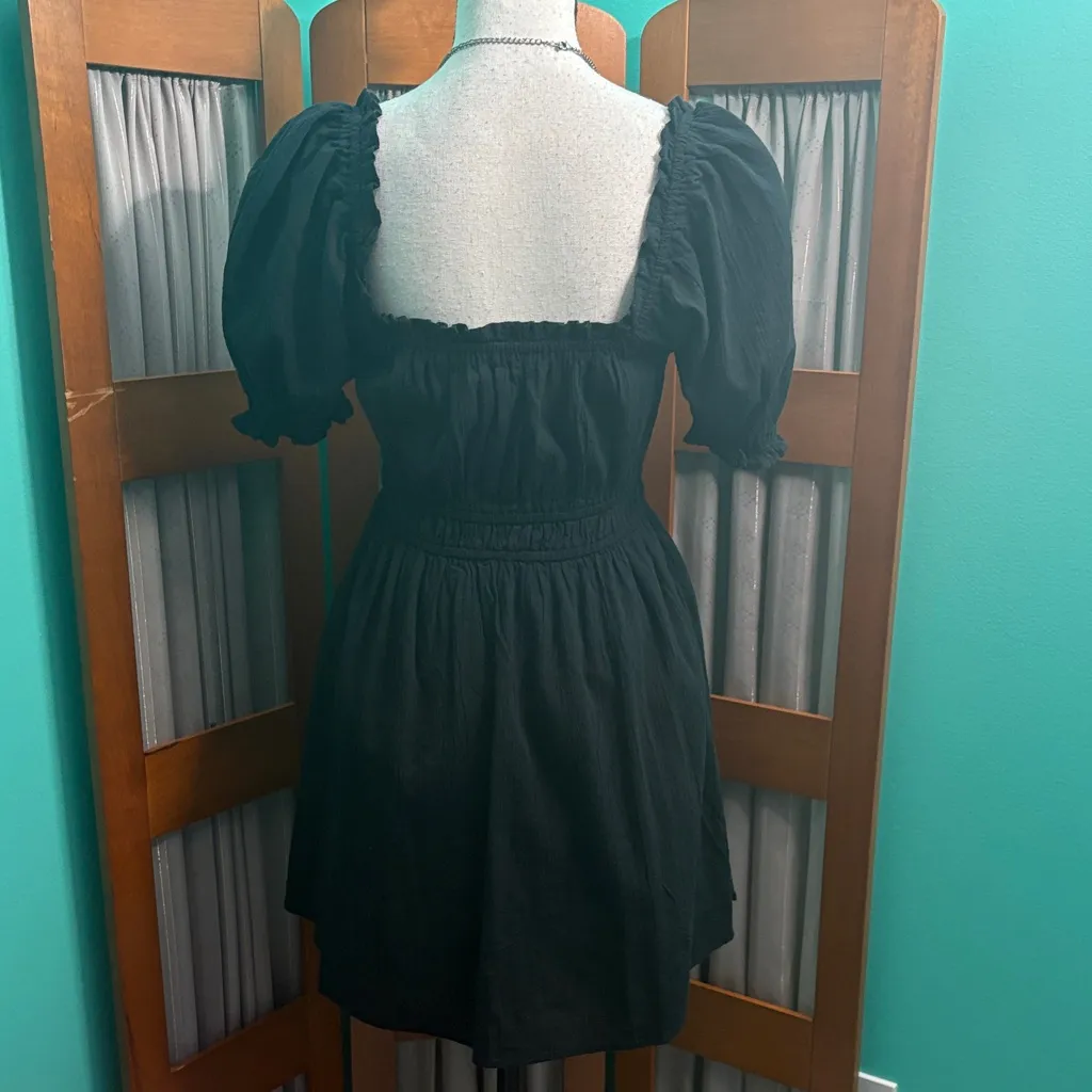 Aerie  Black Puff Sleeve Mini Dress - Image 8