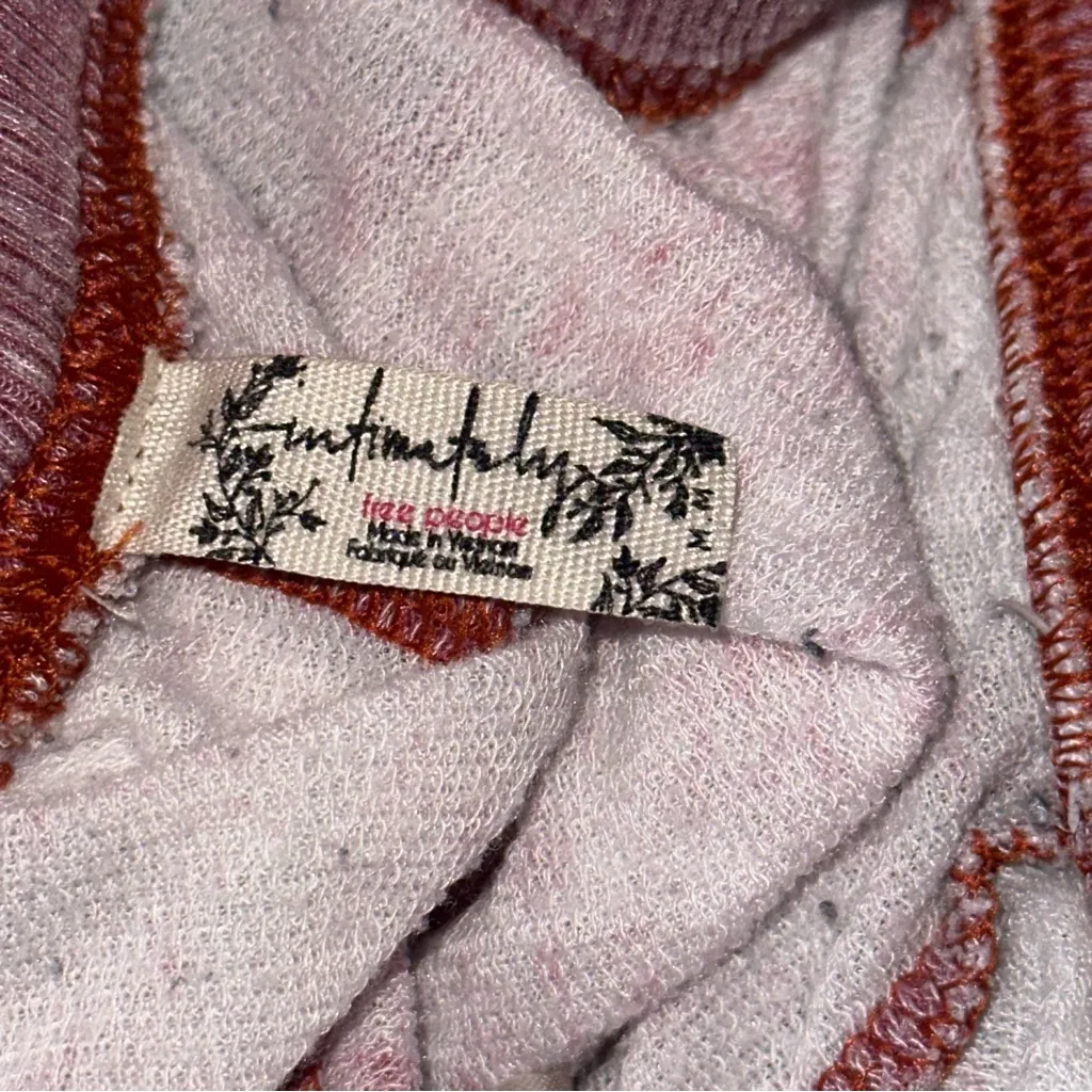 FREE PEOPLE Intimately Size M Red Burnout Cozy All Day Harem Drop Crotch Pants - Image 4