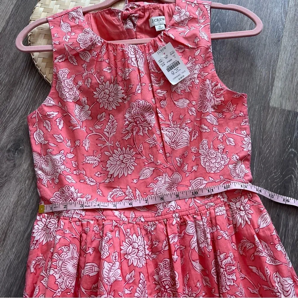 Nwt J. Crew tie back midi dress in bright coral‎ floral print womens size 0 - Image 7