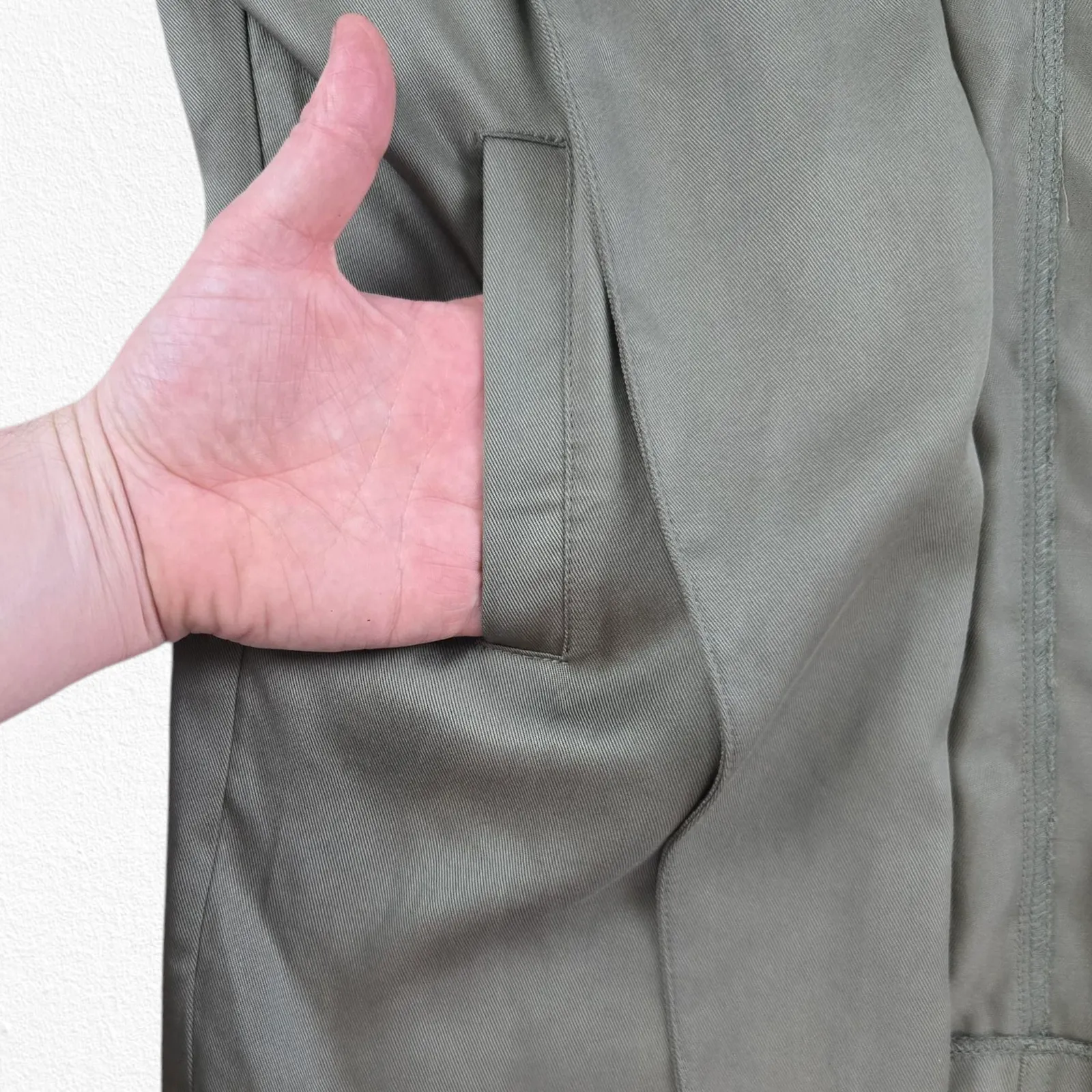 Lulus Lucky Break Olive Green Tencel Draped Open Front Utility Jacket Size XS - Image 6