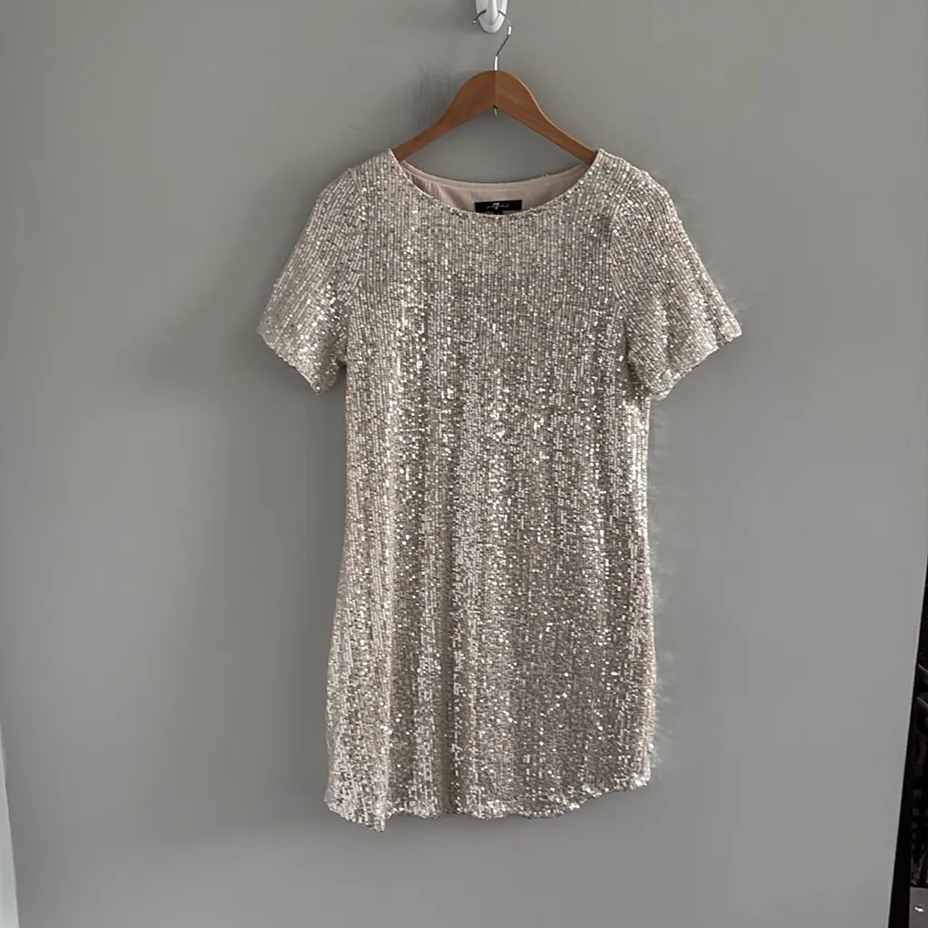 7 For All Mankind Sequin‎ Mini Shift Dress - Image 2