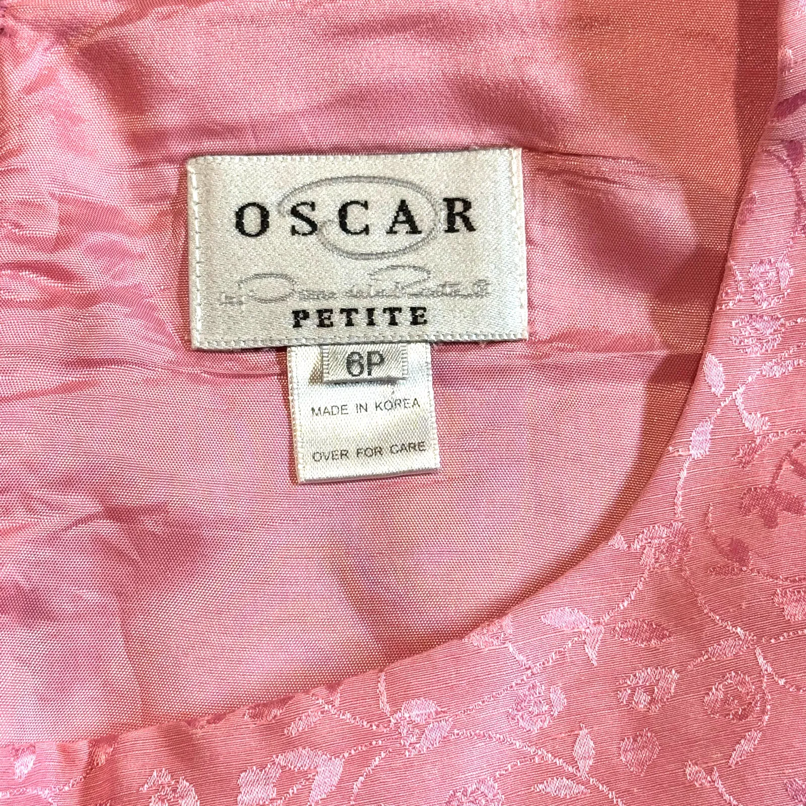 Oscar De La Renta Textured Linen Silk Sleeveless Sheath Dress Pink 6 Petite - Image 6