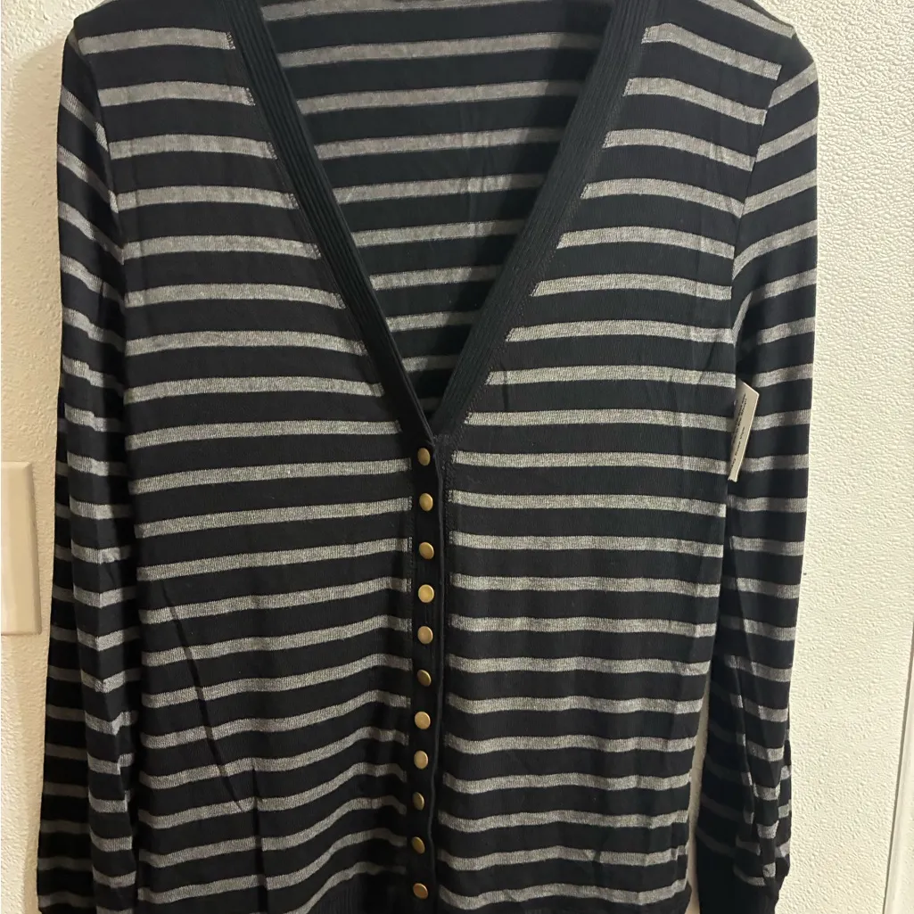 Zenana Outfitters Black and Gray Striped light weight cardigan NWT XL - Image 2