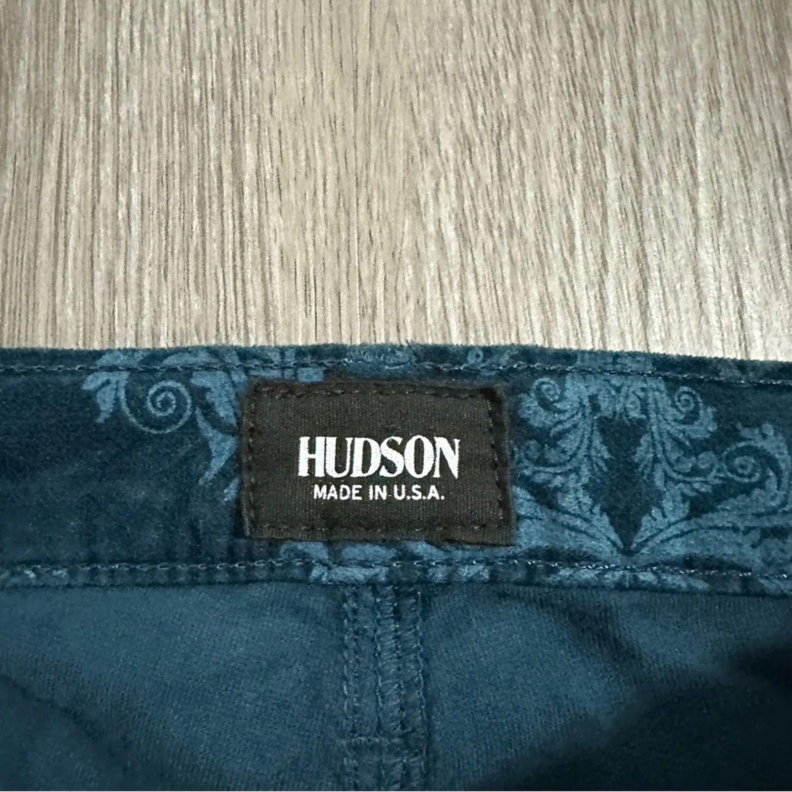 Hudson‎ Nico Velvet Brocade Victorian Navy Blue Mid Rise Pants Size 24 - Image 6