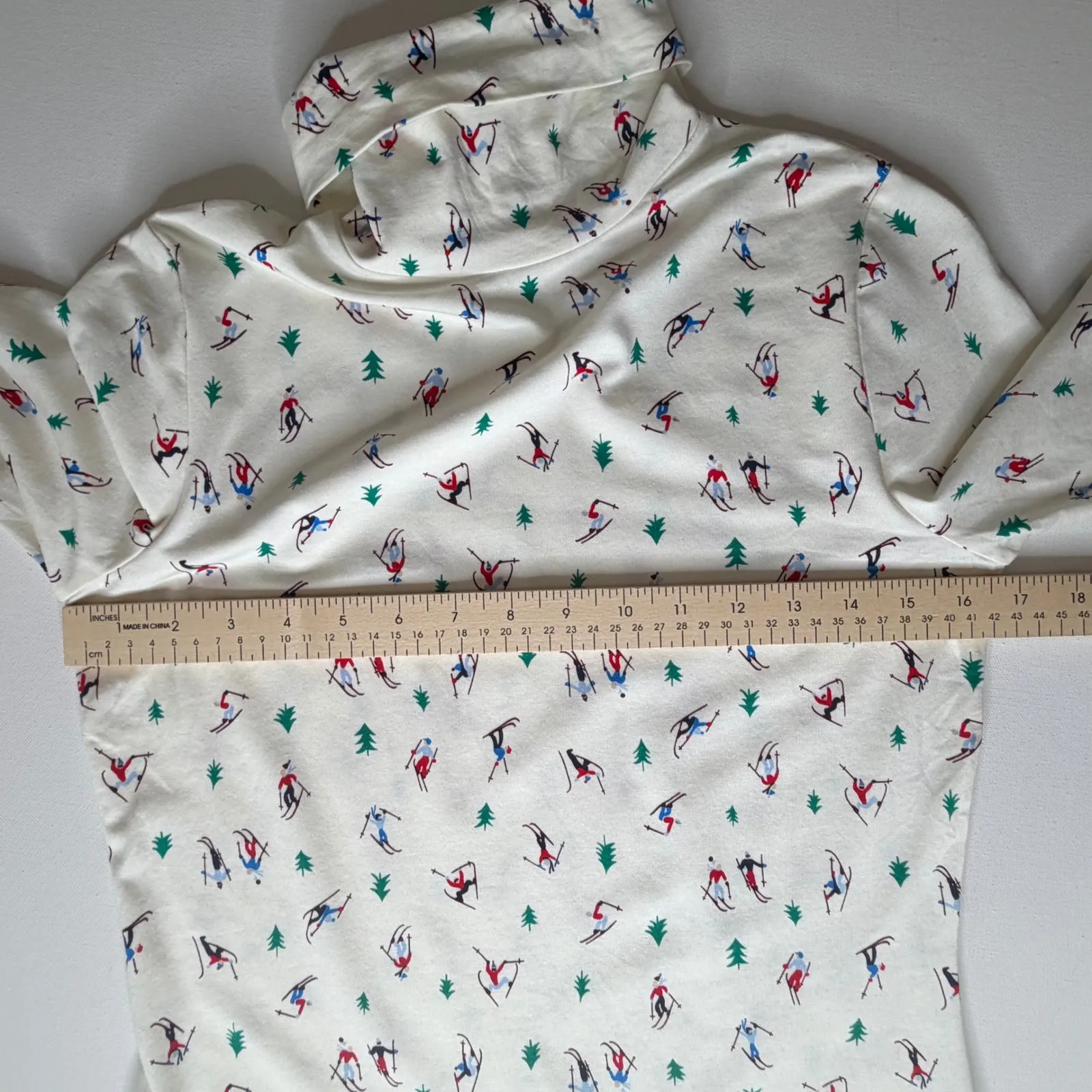 Lands End Ski Print Turtleneck Top XS Winter Cozy Layer Apres Ski Snow Holiday - Image 8