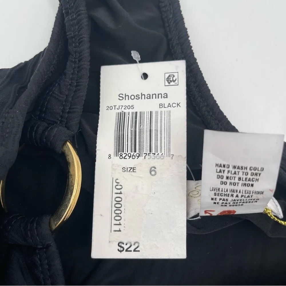 SHOSHANNA Swimsuit One Piece One Shoulder Black Tide Jacquard Textured NWT SZ 6 - Image 7