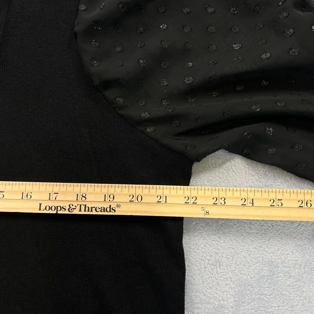 Catherine Malandrino Black Sheer Polka Dot Sleeves‎ Pullover Sweater 2X Classic - Image 7