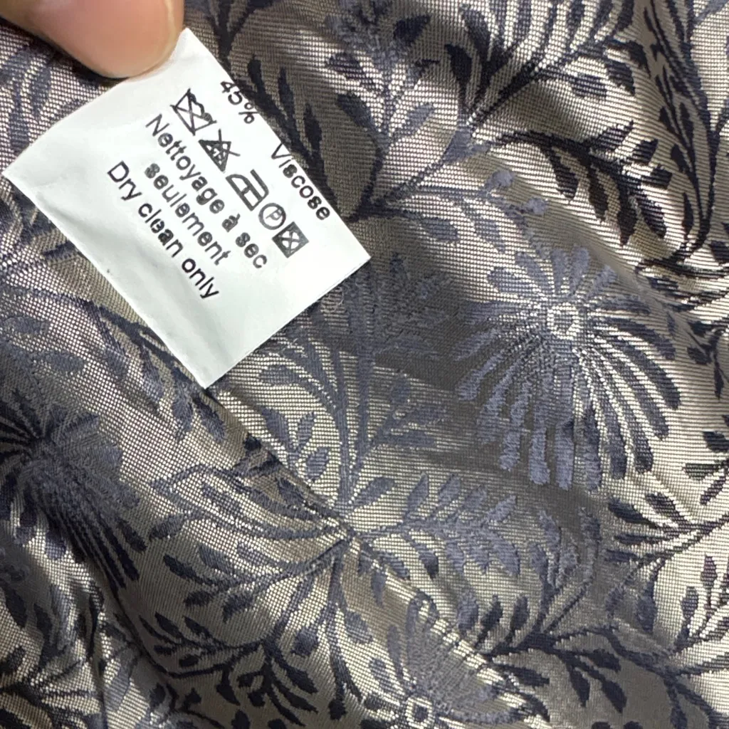 Rodika Zanian Paris Gray Metallic Velvet Blazer Made in France Size 40 Black - Image 6