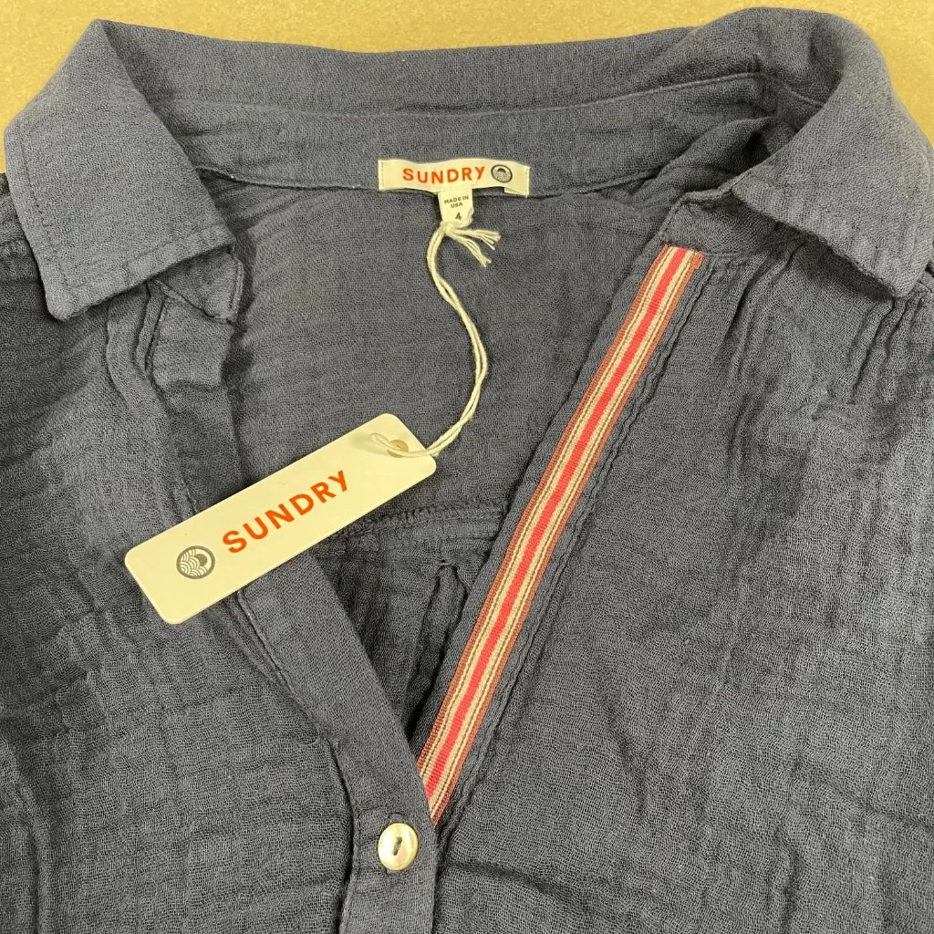 Sundry Anthropologie 3/4-Sleeve Navy Shirt Dress, Size XL - NWT - Image 5