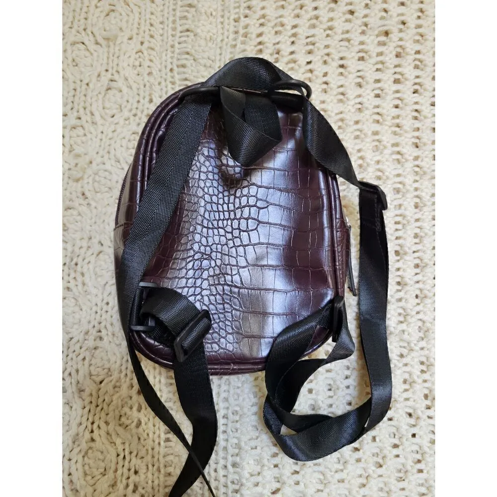 Kendall + Kylie Mini Backpack Maroon Los Angeles Studio 90012 Faux Alligator - Image 2
