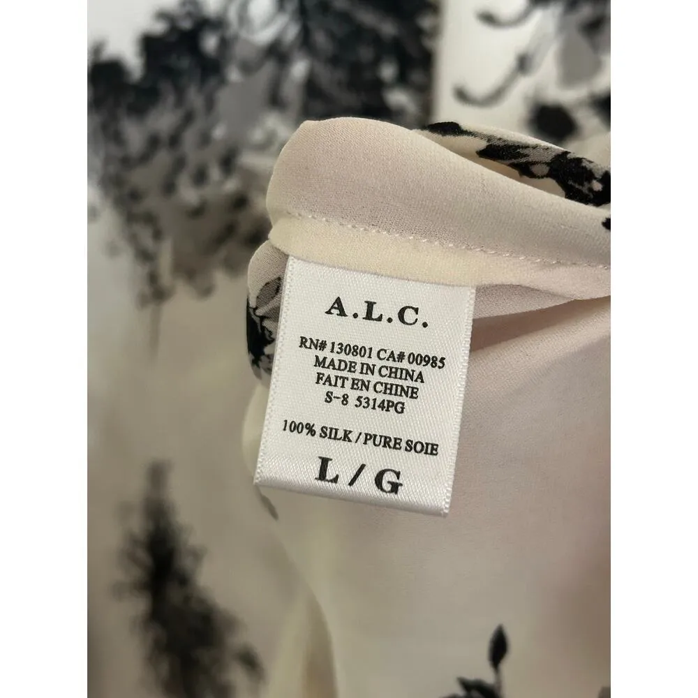 A.L.C Silk Top Size Large Classy Quiet Luxury Split Back Long Sleeve Top - Image 5