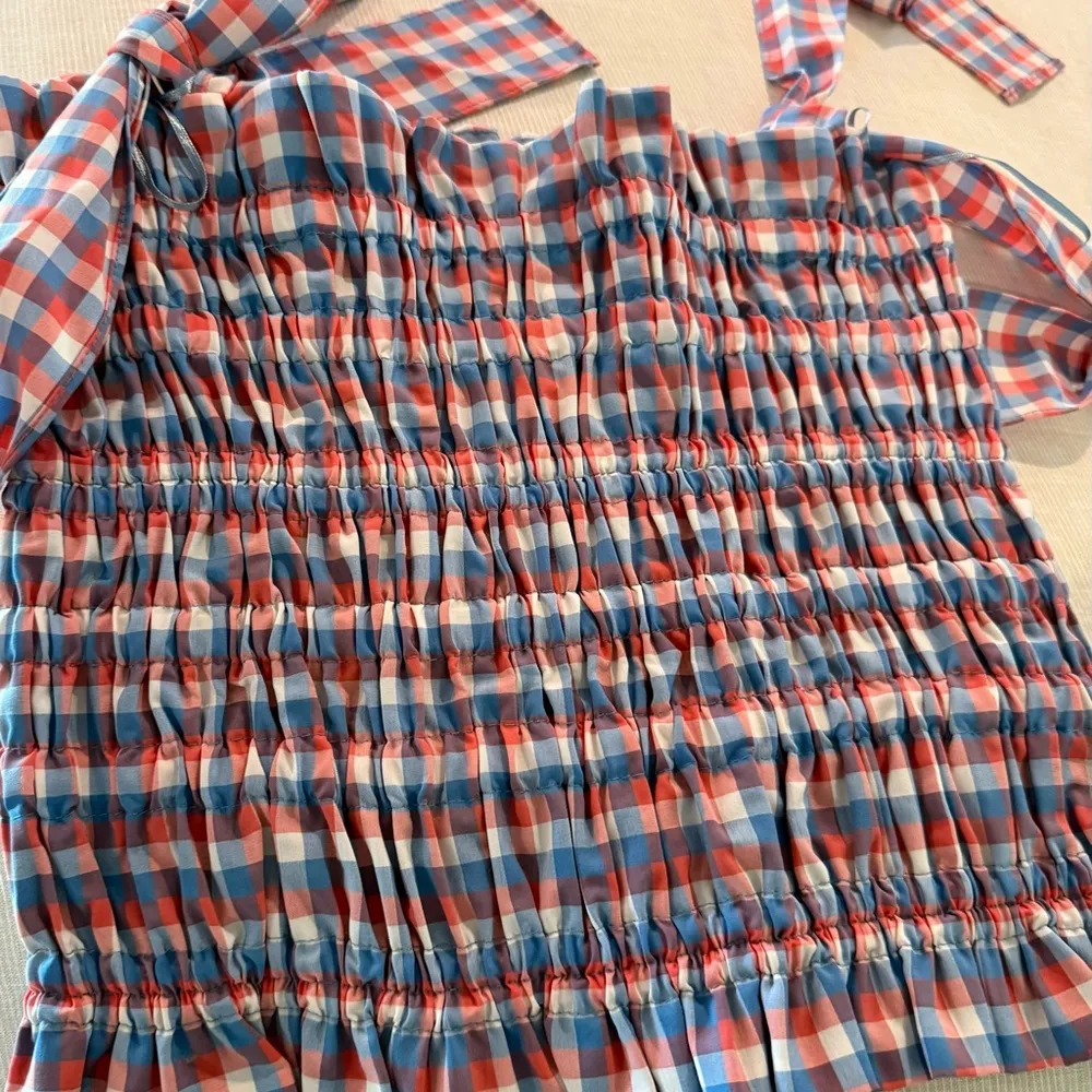 Gianni Bini Blue and Red Blouse with Ruffled Details - Image 2