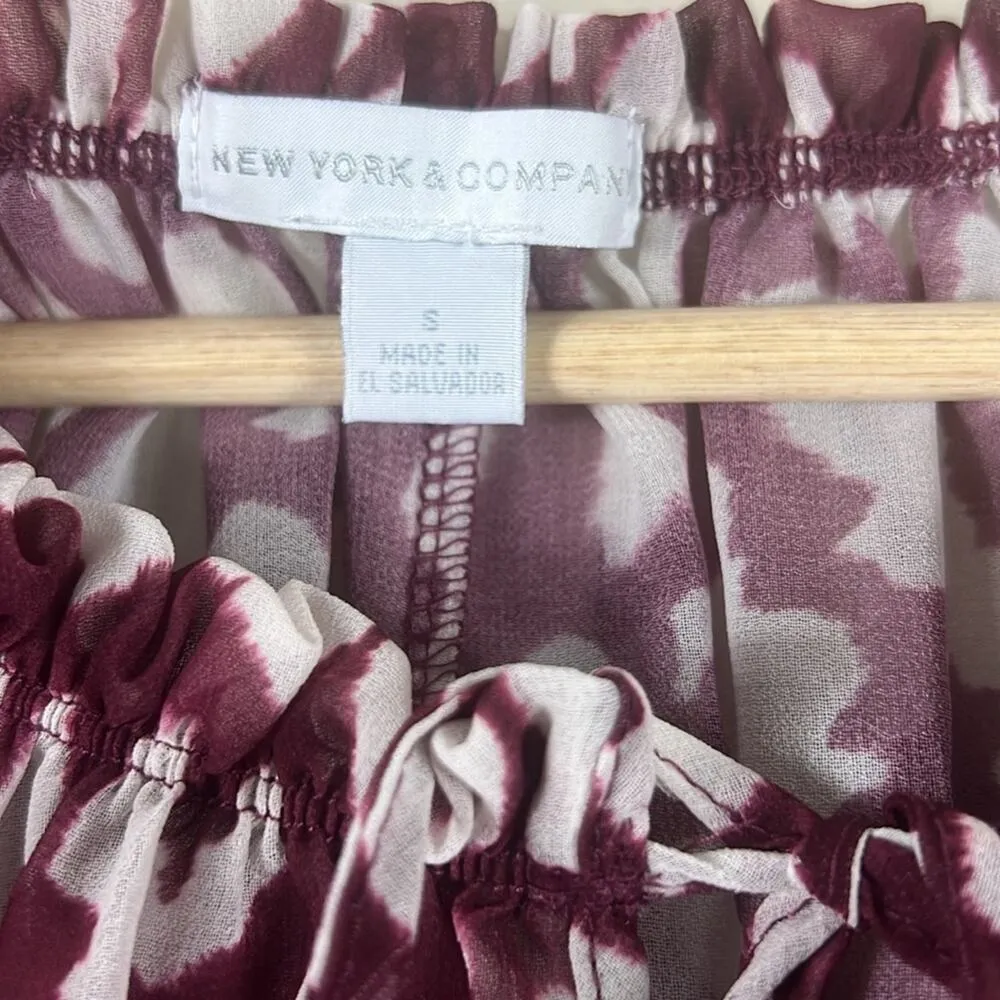 New York & Company Purple Chiffon Animal Print Blouse - Image 5