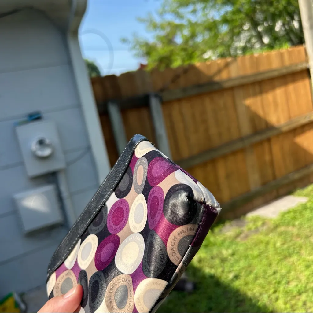 Coach Satin Purple Tan Cream Gray Leather Bag Purse Wristlet‎ Clutch y2k vintage - Image 5