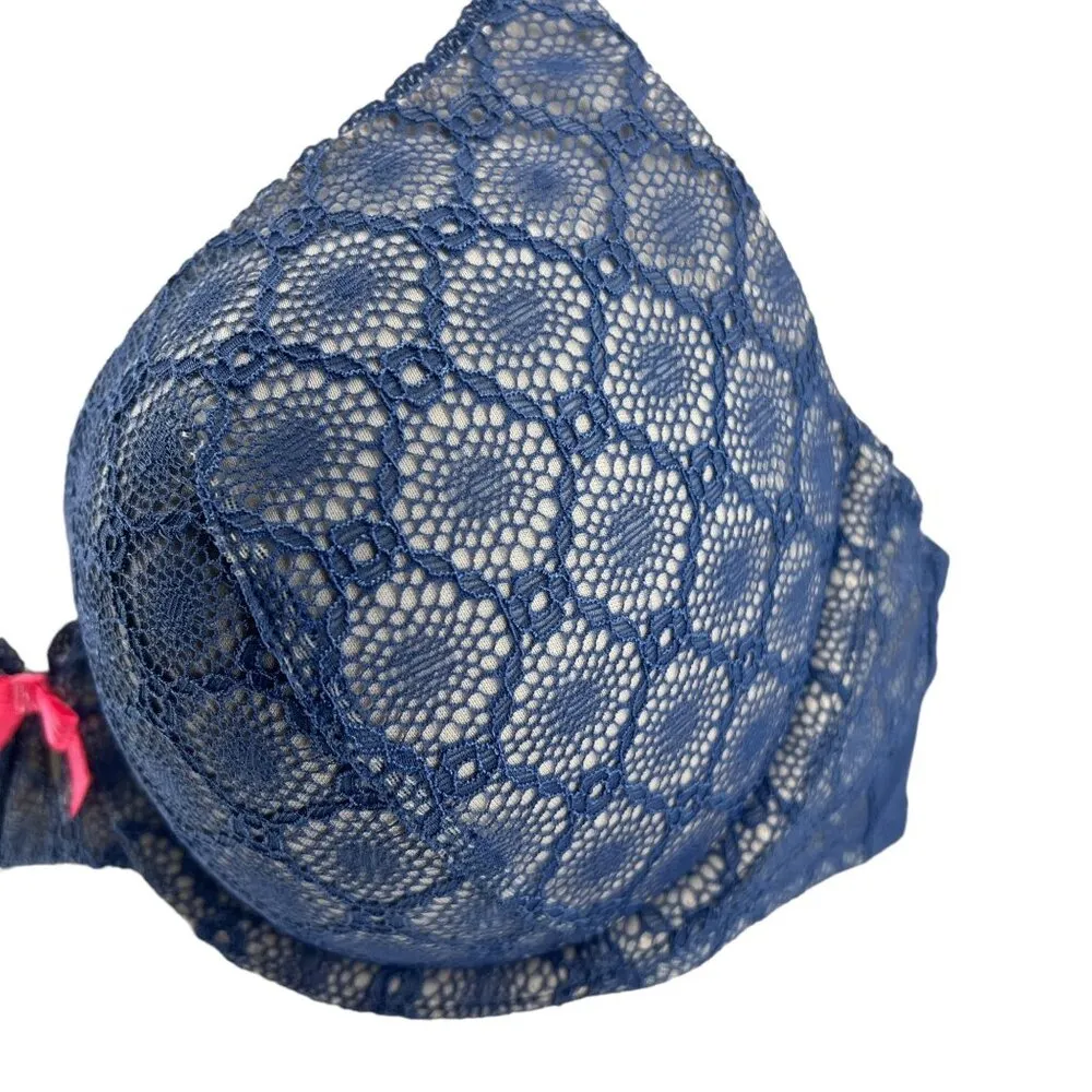 Victoria's Secret Body By Victoria Lined Perfect Coverage Womens 34C Blue Lace - Image 2