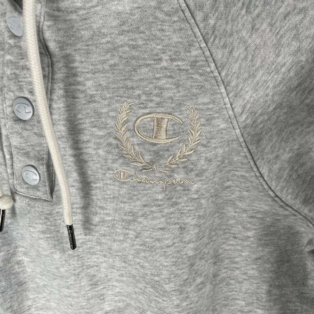 Champion Sweater Women Small Gray Hooded Pullover Fleece Cotton Vtg Athleticwear - Image 7