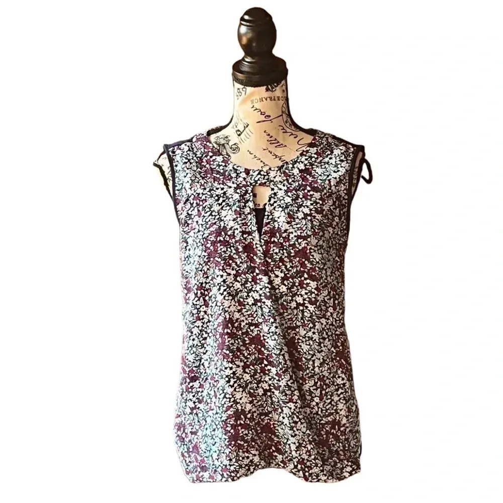 41 Hawthorn Floral Polka Dot Sleeveless Tunic Women’s S Coquette Fairy Blue - Image 2