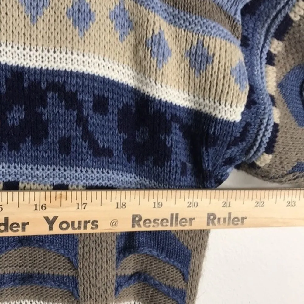 Coogi style pullover blue print sweater grannycore Size L - Image 7