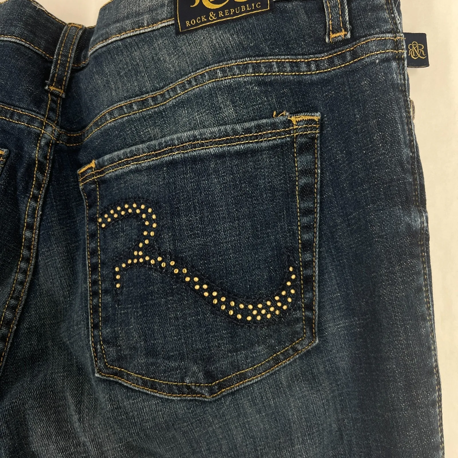 Rock & Republic Kasandra Jeans Womens 14 Blue Denim Cotton Bootcut Leg Mid Rise - Image 7