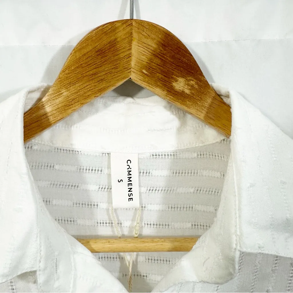 NWT Commense Textured Long Sleeve Button Down Top White - Image 8