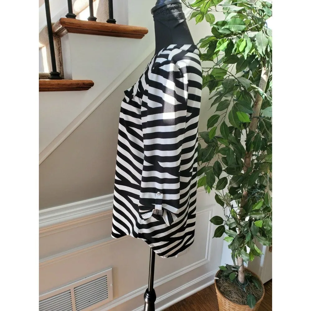 Ivy Ridge Women's Black & White Polyester Round Neck Long Sleeve Shirt Size M Size M - Image 7