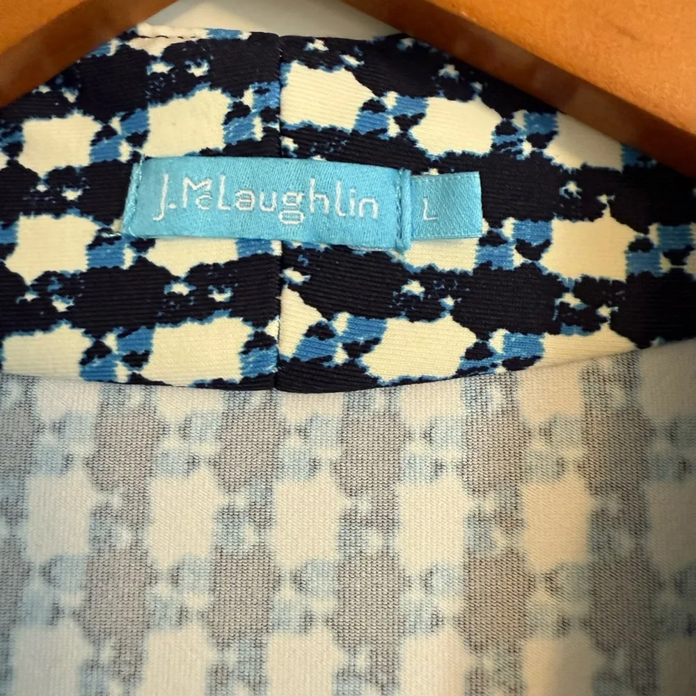 J.MCLAUGHLIN Abstract Plaid Gingham Printed Catalina Cloth V Neck Pleated Dress - Image 2