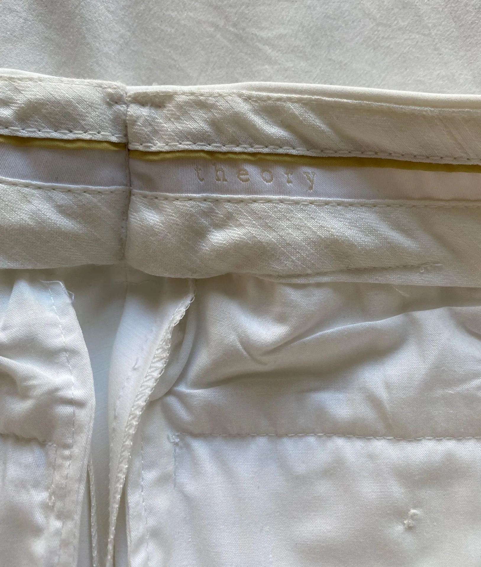 Theory White Cotton Twill Trouser - Image 3