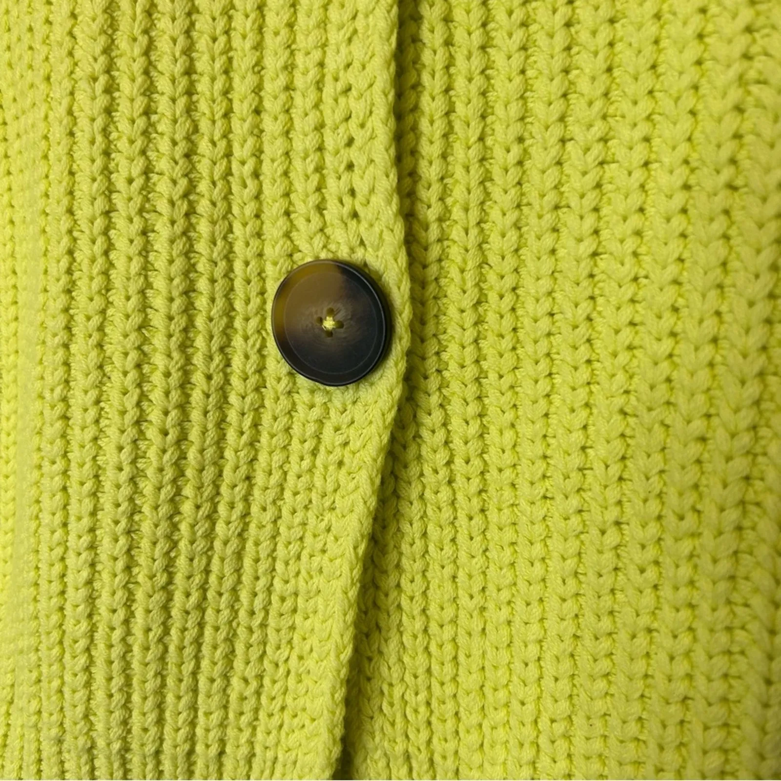 Free People Knit Sweater Neon Yellow Cardigan Swim Too Deep Cardi Oversized XS - Image 5