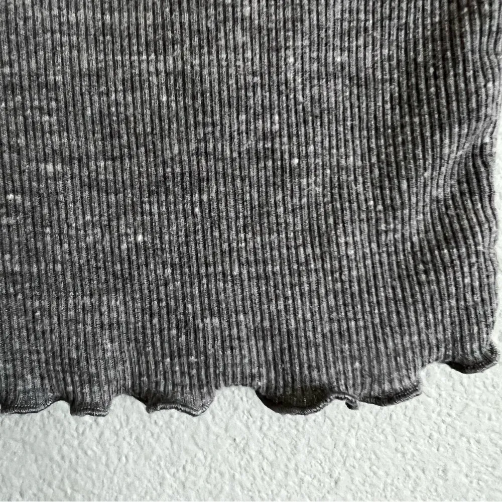 Grey Ribbed Cropped Top. Size One Size - Image 6