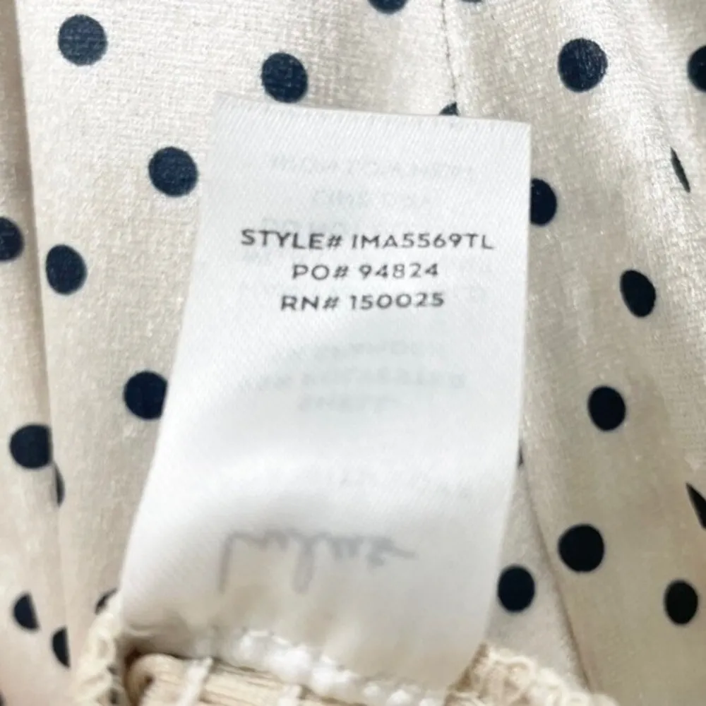 Lulus Top Chic Upgrade Champagne Polka Dot Velvet Smocked Blouse Size Small - Image 13