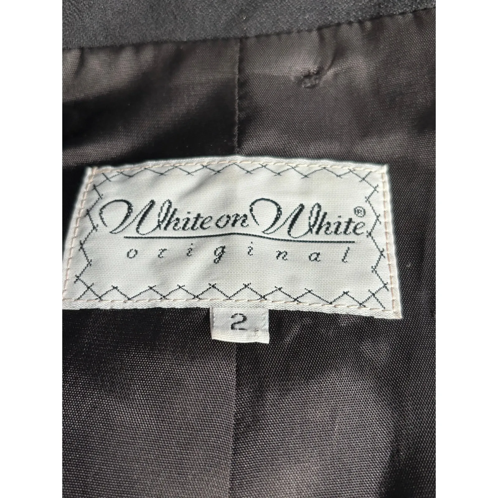 Vintage 80s Oversized Black Wool Blazer Lace Overlay Burgundy Satin Lapel Artsy Size L - Image 11