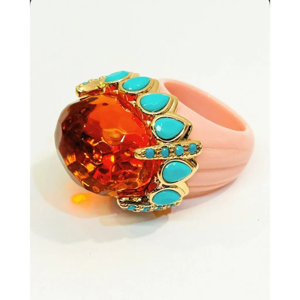 NWT Parker Kennedy “Candi” Statement Cocktail Ring Size 7/8 MSRP $90 Blue - Image 5