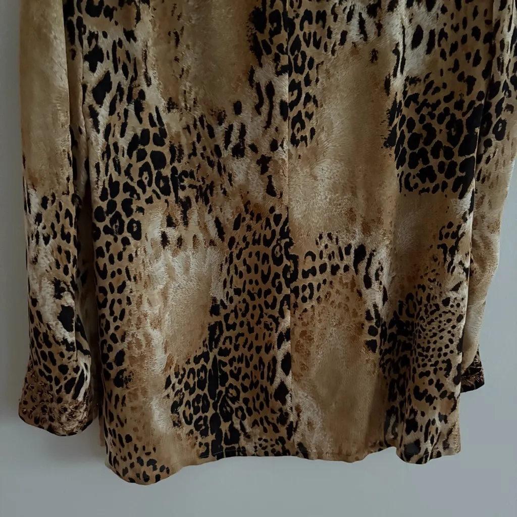 Dana Buchman Animal Print Silk Blouse with Embroidery - Image 11