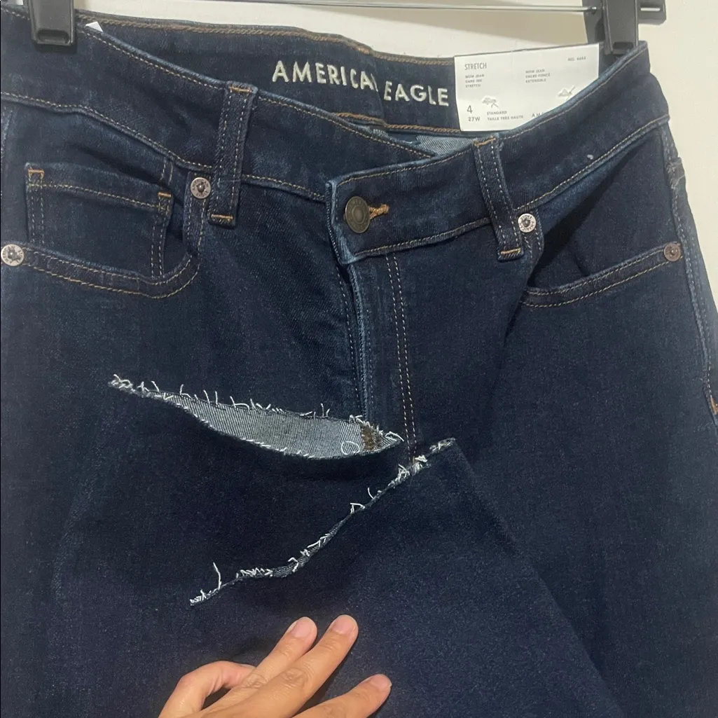 American Eagle Outfitters Dark Blue Mom Jeans - Image 13