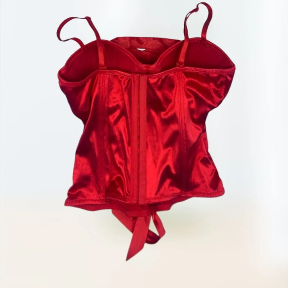 Gothic Bright Red Lace Up Adjustable Padded 3 Hook Corset Women's Size M Size M - Image 2